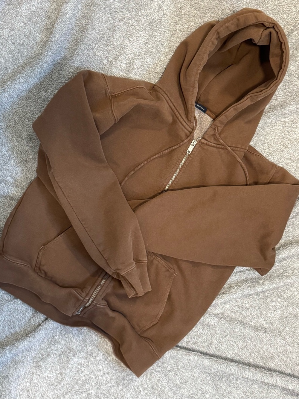 Brandy Melville Brown Zip-Up Hooded Jacket